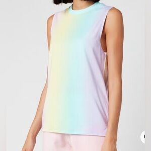 Olivia Rubin Ella Tank Top Loungewear Pastel Rainbow Ombre Cotton Size S NEW